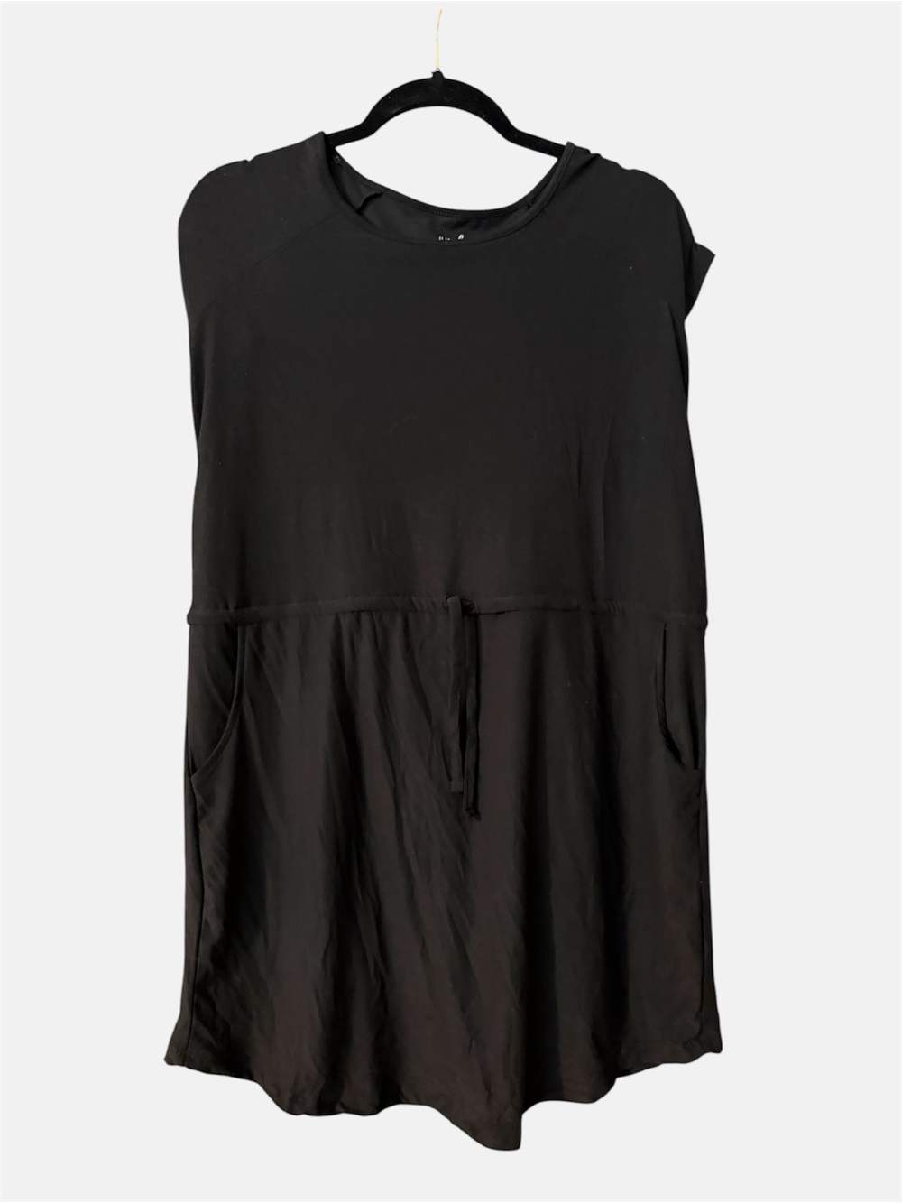 Sleeveless Black Drawstring Waist dress